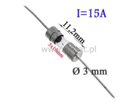 Bezpiecznik szklany 15A do PCB 3x10mm; typ F