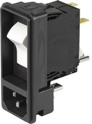 Combination element plug C14, 3 pole, screw mounting, plug-in connection, black, DF11.0031.0010.01