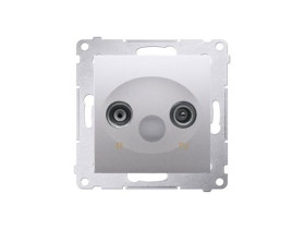 SIMON 54 Gniazdo antenowe RTV końcowe srebrny mat seprarowane tłumienność 1dB DAK.01/43 KONTAKT SIMON