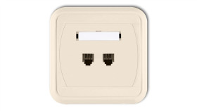 Liza Gniazdo Telefoniczne Podwójne 2Xrj11, 4-Stykowe Beżowy 1Glt-2
