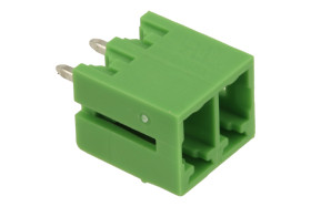 Łączówka; ECH381V-02P; 2 tory; R=3,81mm; 9,2mm; 8A; 300V; na panel; kątowe 90°; zamknięta; lutowany; zielony; Dinkle; RoHS