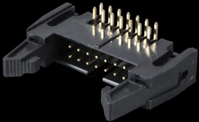 Pin connector, 14-pin, with interlock, angled