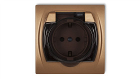 Logo Gniazdo Bryzgoszczelne Z/U Schuko (Klapka Dymna) Złoty Metalik 8Lgpb-1Sdp