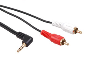 Przewód mini jack 3,5mm kątowy 2RCA 1m czarny MCTV-824 MCTV-824