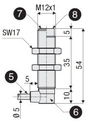 AM1/AP-2C Czujnik indukcyjny, M12x1, PNP/NO, sr=4mm, przewód 2m wyprowadzony pod kątem 90, czoło odkryte, Microdetectors (Diell)