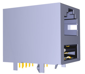 Złącze RJ45 Żeński Złącze RJ45 Montaż na płytce drukowanej Cat3 TE Connectivity, 90° 4-żyłowe