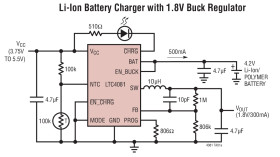 500mA Li-Ion Charger with NTC Input and 300mA Synchronous Buck