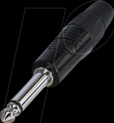 RP2C-BAG 6.35mm mono jack plug 2-pin, black housing