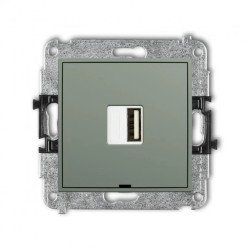 MINI Mechanizm ładowarki USB pojedynczej USB A, 5W max., 5V, 1A, bez pola opisowego szałwiowy 61MCUSBBO-1