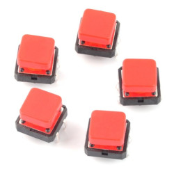 Tact Switch 12x12mm z nasadką - kwadrat czerwony - 5szt