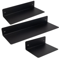 Komplet trzech metalowych półek w kolorze czarnym - 15 cm, 25 cm, 35 cm