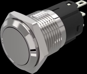 Vandal-proof pushbutton switch, silver, unlit , mounting Ø 16 mm, IP65/IP67, 82-4151.2000