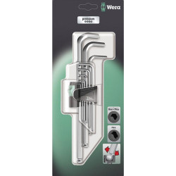 Wera 05073391001 950 PKL/9 Premium Chrome-Plated Hex-Plus 9-Piece L-Key Set