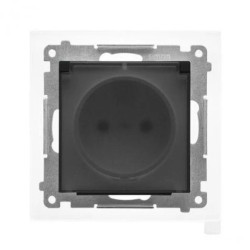 Simon 55 Gniazdo wtyczkowe do wersji IP44 z uszczelką (moduł), szybkozłącza. Klapka transparentna Czarny mat TGZ1BCZ.01/149A