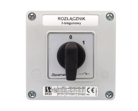 Łącznik krzywkowy 0-1 3P 20A w obudowie SK20-2.8211OB11