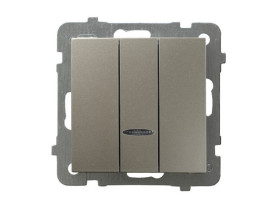 AS Wyłącznik potrójny z podświetleniem niebieskim satyna light ŁP-13GS/m/45 OSPEL