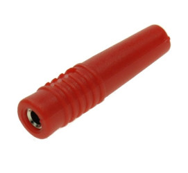 GNIAZDO BANAN 2mm 25.432.1 CZERWONE IZOLOWANE NA KABEL LUTOWANE AMASS