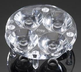 Soczewka LED punktowa 4-LEDowa 34 (Dia.) x 10.7mm, D 34mm, kąt widzenia 15°, do użytku z Cree XP-E, Cree XP-G, Lumileds