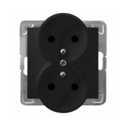 Gniazdo podwójne z/u GP-2YRZ/m/33 czarny metalik IMPRESJA Ospel