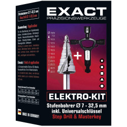 Exact 70606 HSS Step Drill Bit 7-32.5 mm Cylinder Shank 1 Set