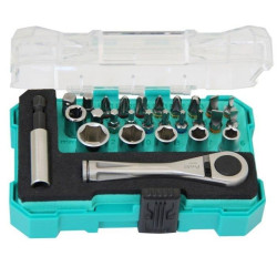 ZESTAW BITÓW IMBUSÓW I KLUCZY NASADOWYCH Z DWUKIERUNKOWĄ GRZECHOTKĄ SD-2318M PROSKIT