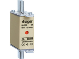 Wkładka bezpiecznikowa nożowa NH000 wskaźnik podwójny uchwyt nieizolowany aM 6A 690VAC LNH000006M6A HAGER