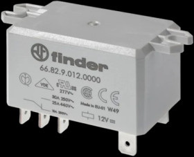 Power relay, 2 Form A (N/O), 12 V (DC), 85 Ω, 10 A, 440 V (AC), 66.82.9.012.1000