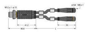Turck 6628178 Rozdzielacz i adapter czujnika/aktuatora VBRS4.4-2PKG3M-1,5/1,5/TXL, 1.50 m, 1 szt.