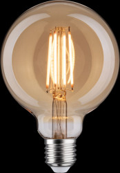 29189 LED bulb E27, 6 W, 470 lm, 1800 K, filament, dimmable, gold