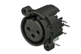 XLR panel socket, 3 pole, gold-plated, plastic, NC3FAHR2-0