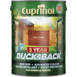 Cuprinol 5092436 Ducksback 5 Year Waterproof for Sheds &amp; Fences Rich Cedar 5L