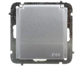 Sentia Gniazdo bryzgoszczelne z/u IP44 z przesłonami srebrny połysk 1436-56