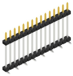 Pin header, 15 pole, pitch 2 mm, angled, black, SLY11SMD13315S