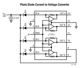 Quad 12MHz, 145ns Settling Precision Current-to-Voltage Converter for Optical Disk Drives