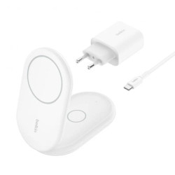 Belkin ładowarka indukcyjna składana 2w1 MagSafe Qi2 15 W biała z zasilaczem 36 W