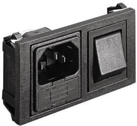 Combination element plug C14, 3 pole, screw mounting, plug-in connection, black, BZH01/Z0000/10