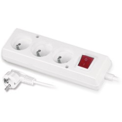 Przedłużacz z trzykrotnym gniazdem z wyłącznikiem 3x2p+Z 10A 5m biały