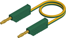 Measuring lead with (4 mm plug, spring-loaded, straight) to (4 mm plug, spring-loaded, straight), 0.5 m, green/yellow, PVC, 2.5