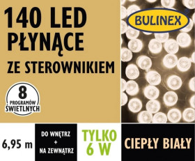 Lampki choinkowe Płynące LED 140 biały ciepły 6,95m 230V/31V 6W IP44 na zewnątrz i do wnętrz 13-148