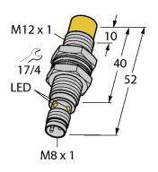 Turck Czujnik indukcyjny nie podtynkowy PNP, Zamykający NI10U-M12-AP6X-V1131