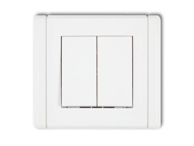 FLEXI Wyłącznik 2-biegunowy zwierny przycisk (dwa klawisze bez piktogramów osobne zasilanie) biały FWP-44.2 KARLIK