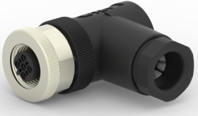 Circular connector, 4 pole, screw connection, screw locking, angled, T4112402041-000