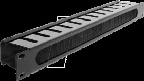 67628 19" Cable management patch panel with brush, 1 U, black