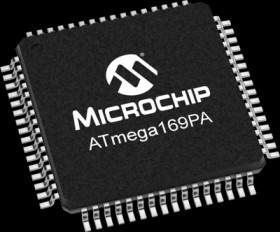 AVR microcontroller, 8 bit, 16 MHz, TQFP-64, ATMEGA169PA-AU
