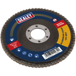 Sealey FD115120E Flap Disc Aluminium Oxide &#xD8;115mm &#xD8;22mm Bore 120Grit