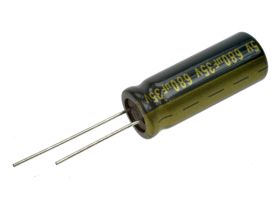 Kondensator; niskoimpedancyjny; elektrolityczny; 680uF; 35V; WLR681M1VG28M; fi 10x28mm; 5mm; przewlekany (THT); luzem; Jamicon;
