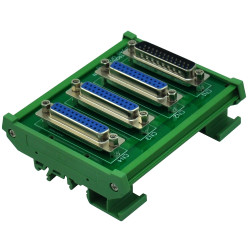 ELECTRONICS-SALON DIN Rail Mount DB25 1 Male 3 Female Buss Board, DB-25 Busboard, D-Sub Bus Board Module.