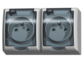 FALA Gniazdo podwójne z uziemieniem z przesłonami torów prądowych wieczko przezroczyste biały GNH-2HZP/00/d OSPEL