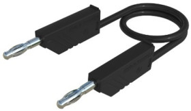 Measuring lead with (4 mm plug, spring-loaded, straight) to (4 mm plug, spring-loaded, straight), 500 mm, black, silicone, 1.0 m
