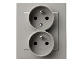 SONATA Gniazdo podwójne z uziemieniem z funkcją niezamienności faz kompletne z ramką kaszmirowy GP-2RC/82 OSPEL